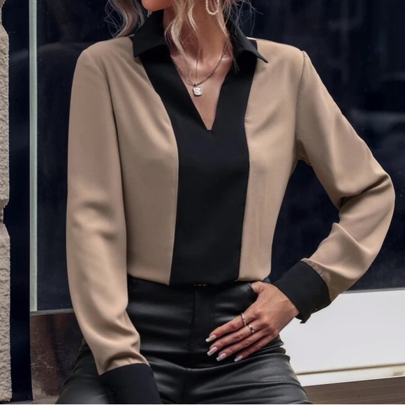 Two Tone Collared Blouse - Picture 13 of 15